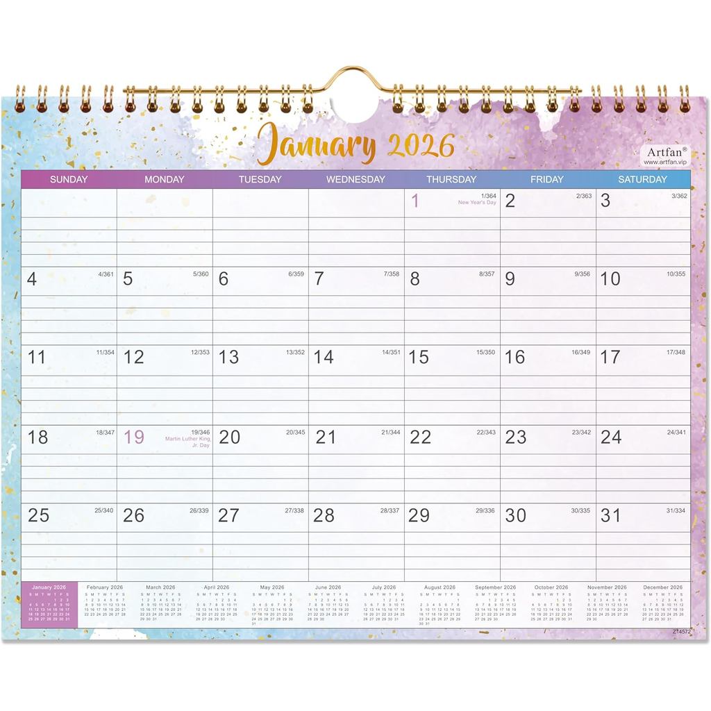 2026 Wall Calendar - 2026 Calendar Wall, Jan.2026 ถึง ธ.ค.2026, 11" x 8.5", 12 เดือน มี Julian Date 