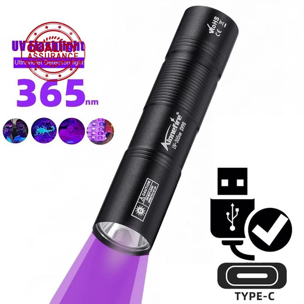 365nm Uv ไฟฉาย Usb ชาร์จอัลตราไวโอเลต Blacklight Night โคมไฟไฟฉายสําหรับสกุลเงิน I9b4