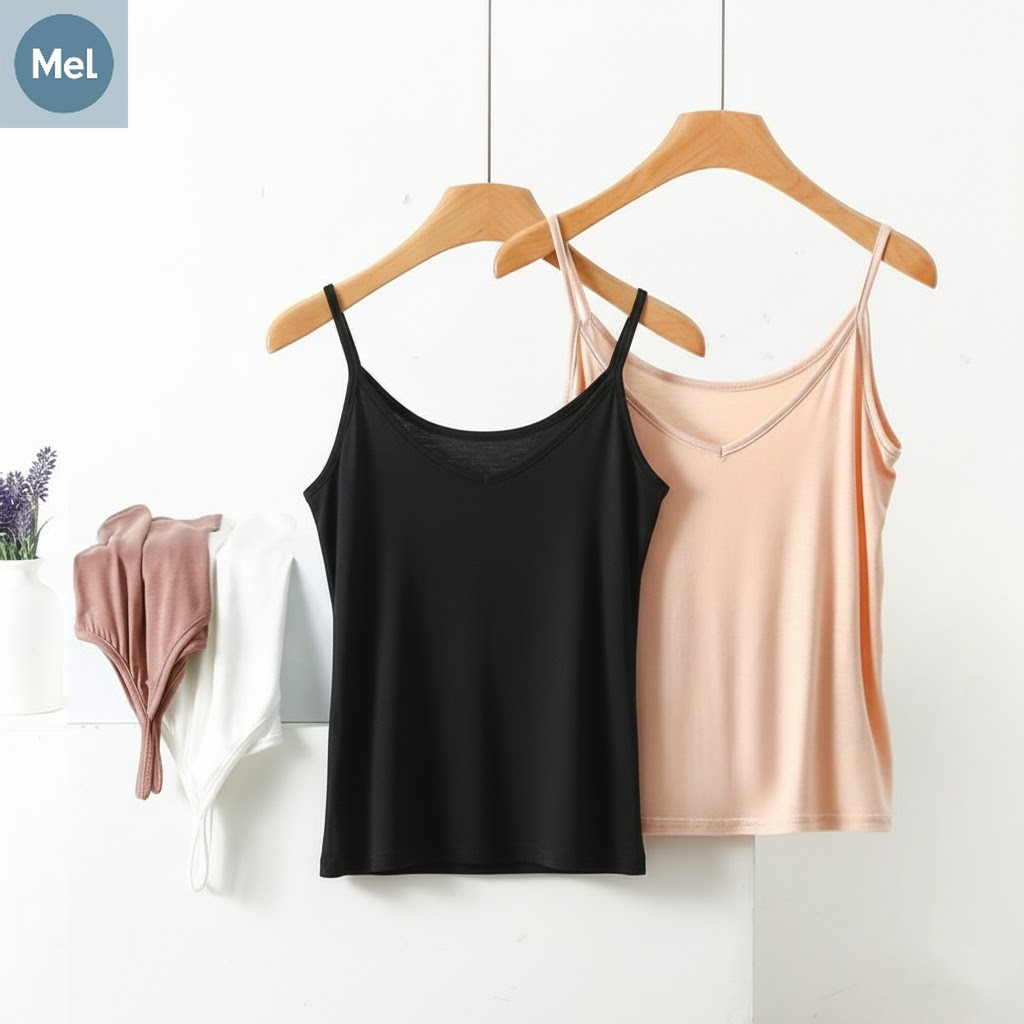 Modal V คอเสื้อกล้ามแขนกุด E6777 สําหรับผู้หญิงฤดูร้อน Innerwear นุ่ม Slim Fit 领新代尔V 无短袖外套