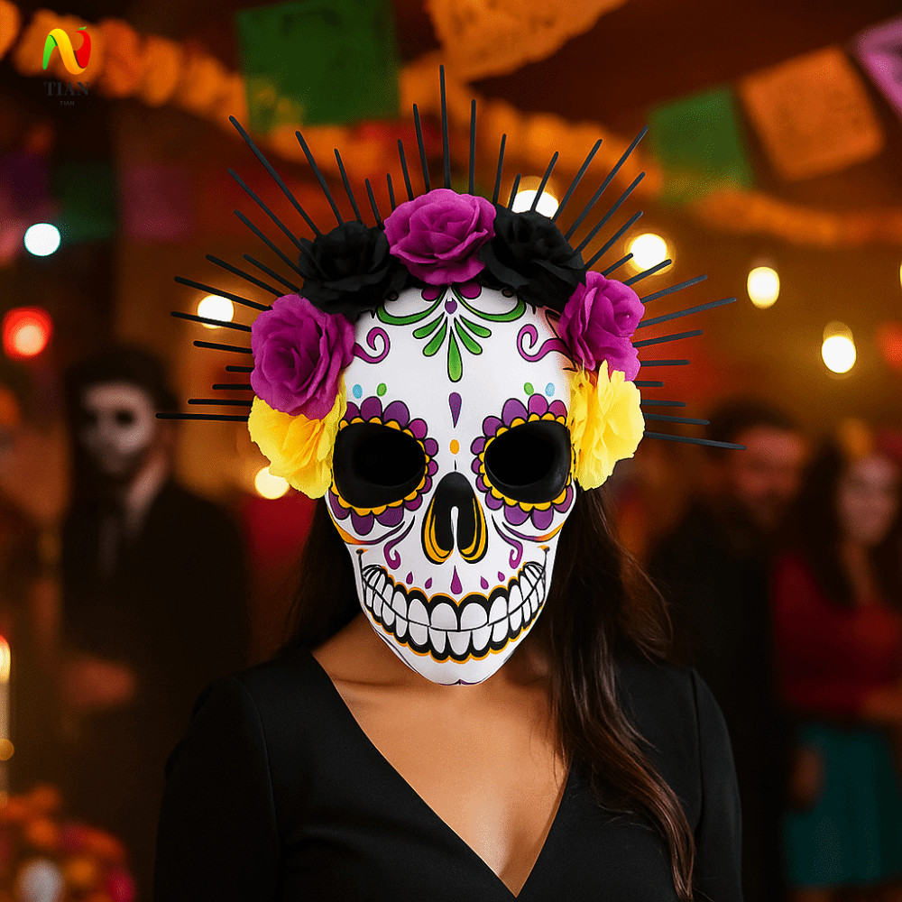 INQUIRY IMPACT หน้ากากปาร์ตี้ฮาโลวีน, Eye Mask Full Mask เม็กซิกัน Day of The Dead Mask, ไนท์คลับสาม