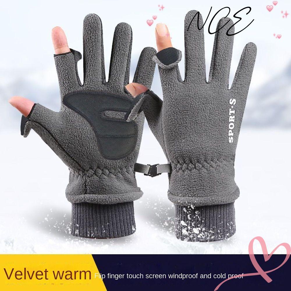 NCE ถุงมือสกี, ฤดูหนาวที่อบอุ่นถุงมือหน้าจอสัมผัสกันลม, สบาย Thicken Polar ขนแกะขับรถ Mittens ฤดูใบไม้ร่วงฤดูหนาว
