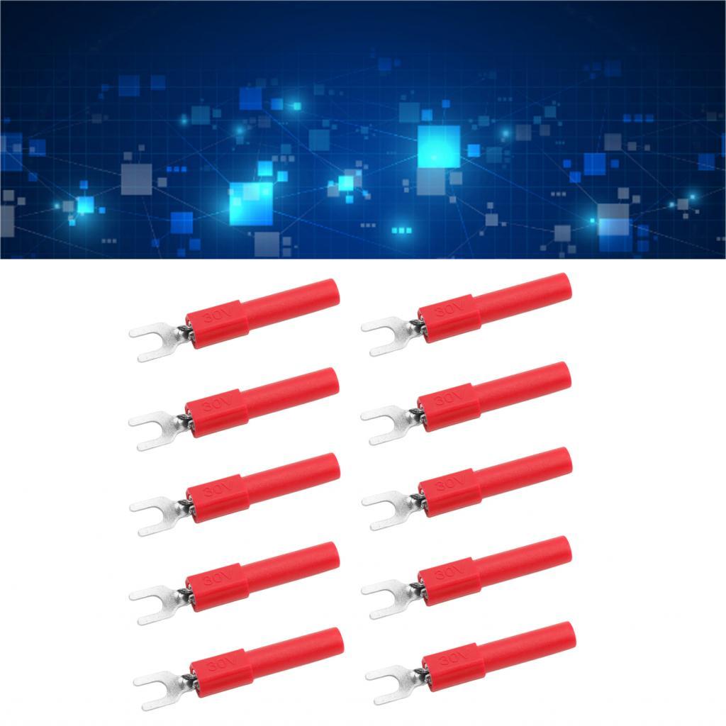 Meien Spade Plug 10 ชิ้น Heavy Duty U ประเภทน้ําหนักเบาส้อมสายไฟสําหรับมัลติมิเตอร์สีแดง