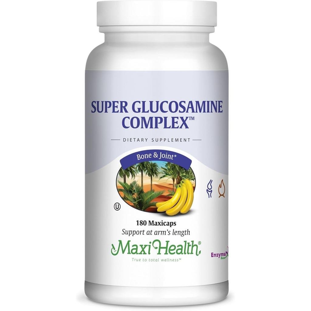 Maxi Health Super Glucosamine Complex - สูตรร่วม - พร้อม MSM - 180 แคปซูล - Ksher