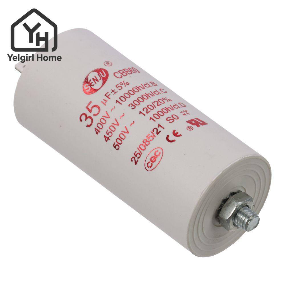 YELGIRLB CBB60 Capacitor, 35uF 450V AC 92x44mm CBB60 Run Capacitor, Low Loss 50/60Hz กระบอกคู่ใส่สีข