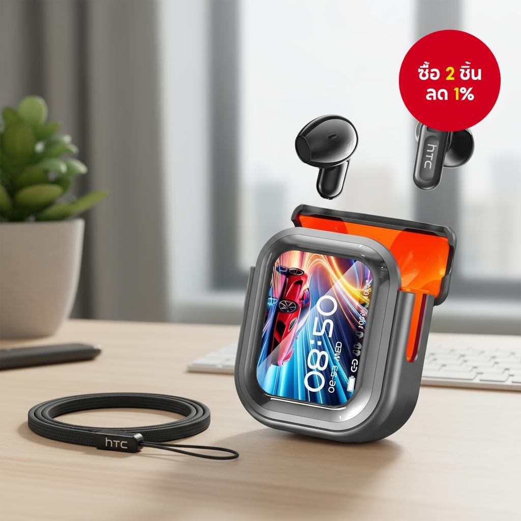 HTC NE20 หูฟังบลูทูธ 6.0 AI พร้อมแปลภาษาแบบเรียลไทม์, จอแสดงผล LED อัจฉริยะ, ระบบเสียง HiFi และตัดเส