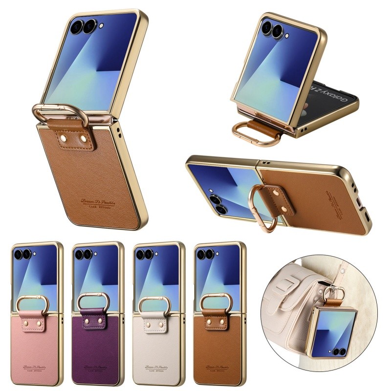 Simple หนังสําหรับ Samsung Galaxy Z Flip 7 Flip 7FE Z Flip 6 Z Flip 5 Z Flip 4 Z Flip 3 ผู้ถือแหวนผิ