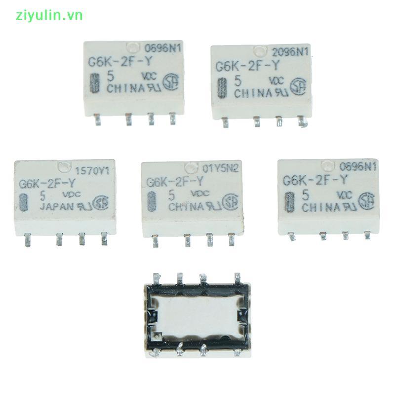 Ziyulin 5pcs dc 5v smd g6k-2f-y สัญญาณรีเลย์ 8pin สําหรับ omron รีเลย์ VN