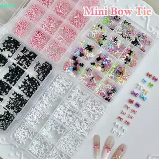 HB 12 กริดสีสัน Bowknot ชุดเรซิ่นริบบิ้นเล็บเครื่องมือตกแต่ง DIY เล็บอัญมณี HY