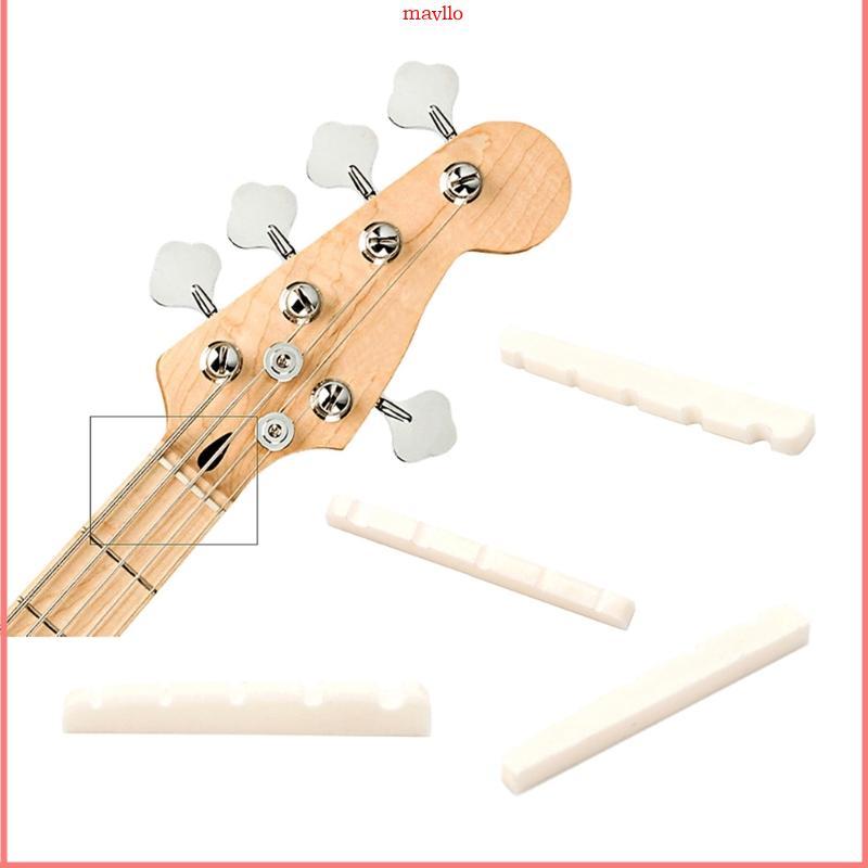 MAVLLO 5 String Bass Guitar Nut Cattle Bone Pre-Slotted Nut สไตล์วินเทจเบสไฟฟ้าอุปกรณ์เสริมด้านล่างแ