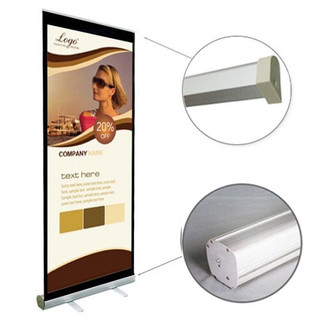 ป้ายโรลอัพ ป้ายโฆษณา EB 80x200cm อลูมิเนียมแนวนอนดึงม้วนแบนเนอร์ขาตั้ง ขาตั้งป้าย โรลอัพ Easy Roll Up Banner Stand