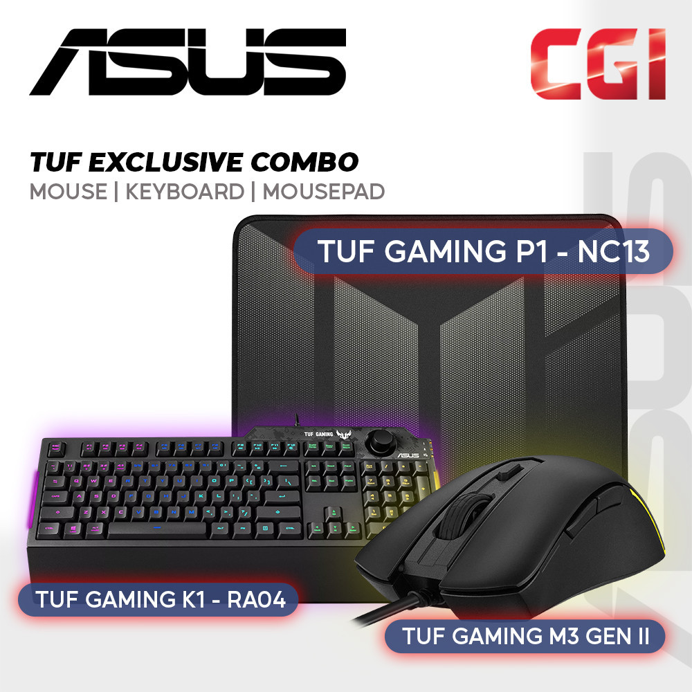 Asus TUF RA04 K1 คีย์บอร์ดเกมกล + P309 M3 Gen II เมาส์สําหรับเล่นเกม +NC13 กันน้ํา P1 Mousepad Gamin