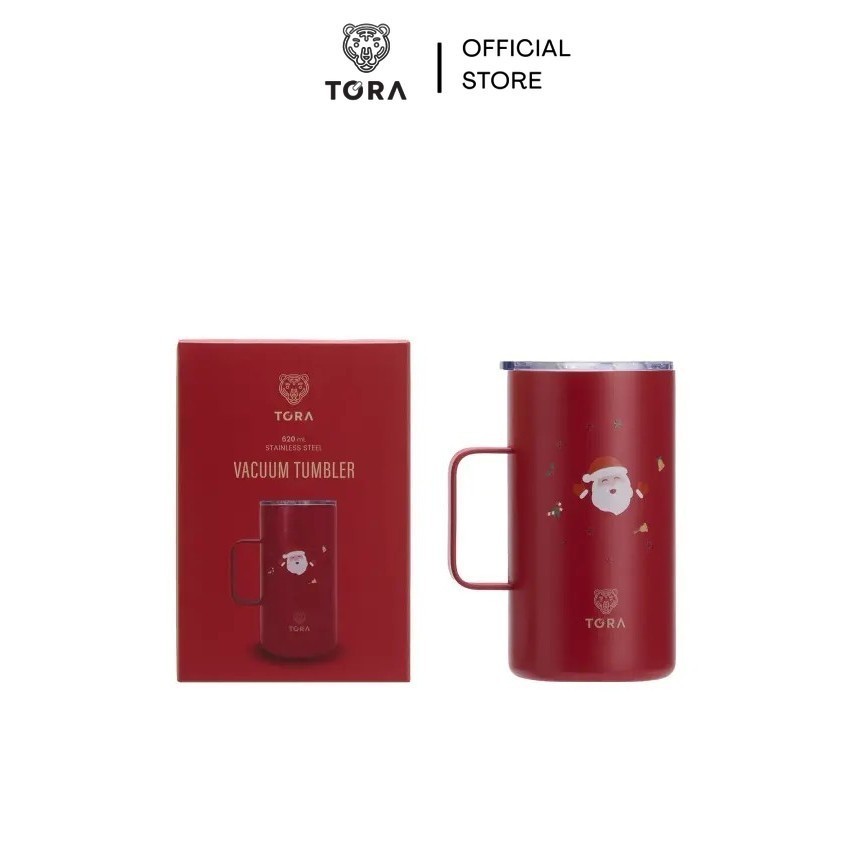 Tora แก้วน้ำสุญญากาศ สแตนเลส เก็บความร้อนเย็น พร้อมหูหิ้ว X-Mas 2025 ขนาด 620 มล. สีเบอร์กันดี