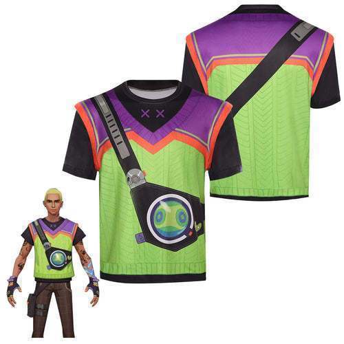 VALORANT Gekko Cos 3D เสื้อยืดแขนสั้นผู้ชาย พิมพ์ลายระบายอากาศได้ดี