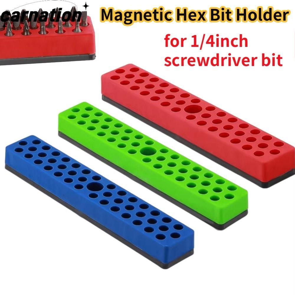 CARNATION แม่เหล็ก Hex Bit Holder Organizer, 43 หลุมพลาสติก + แม่เหล็กไขควง Bit Storage Organizer, S