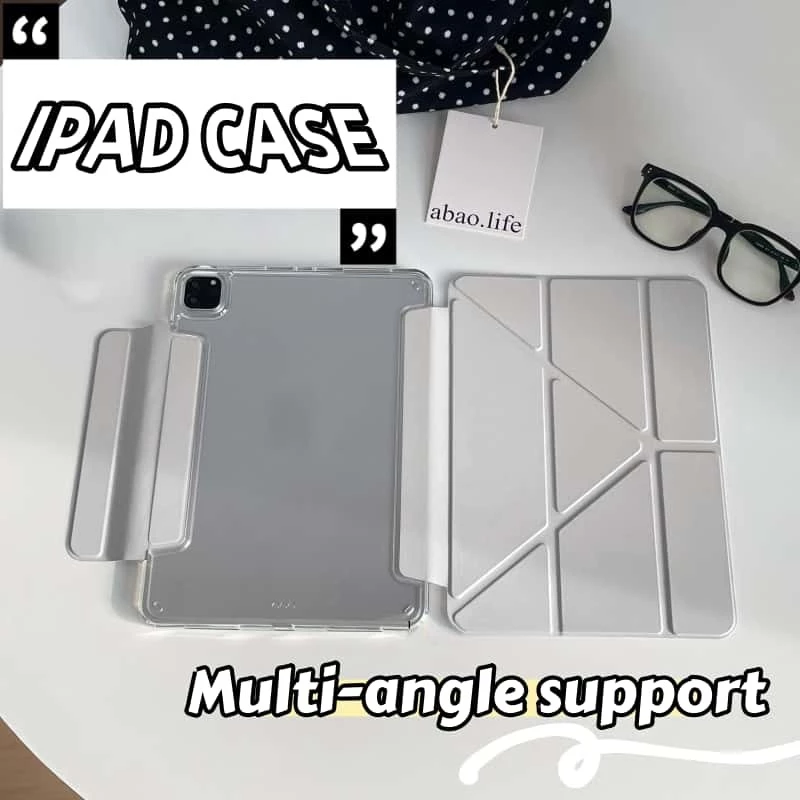 Tablet Case for iPadMini 6/7 Air11M3 Air4/5 Pro11 Gen7/8/9/10/11 Air13 Pro12.9อะคริลิคแข็งโปร่งใสพับการพับหลายแบบ