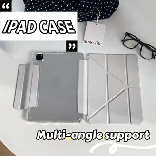 Tablet Case for iPadMini 6/7 Air11M3 Air4/5 Pro11 Gen7/8/9/10/11 Air13 Pro12.9อะคริลิคแข็งโปร่งใสพับการพับหลายแบบ