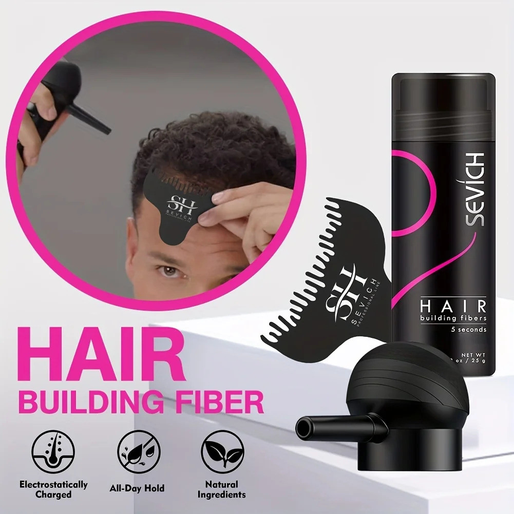 Hair Fibers 3 ชิ้น/ล็อต Keratin Hair Building Fiber Powders สเปรย์ Applicator Instant Regrowth หนาแป