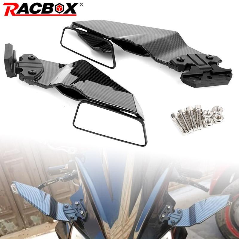รถจักรยานยนต์คาร์บอนไฟเบอร์ลมปีกกระจกมองหลังปรับกระจกมองข้างสําหรับ Yamaha YZF R1 R15 V3 V4 R1M YZFR