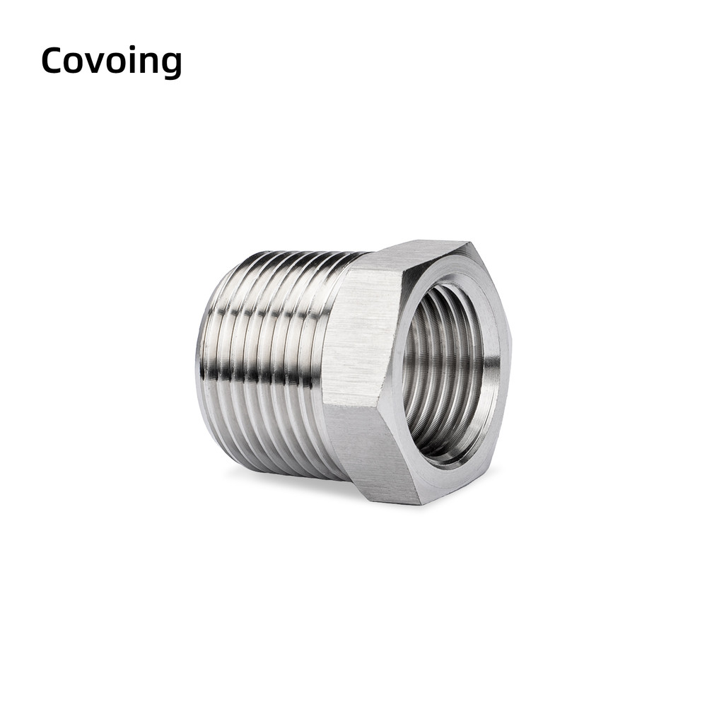 Covoing ข้อต่อลดเกลียวในเกลียวนอก สแตนเลส 304 ข้อต่อแปลงตรง สำหรับท่อน้ำมัน ทนแรงดันสูง 1/2 3/4 นิ้ว