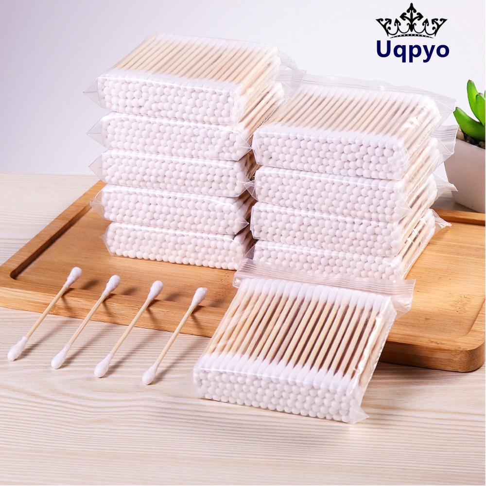 UQPYO สําลี 100 ชิ้น, ไม้ 100% Cotton Double-Tipped Cotton Buds, Facial Hypoallergenic Cotton Buds ป