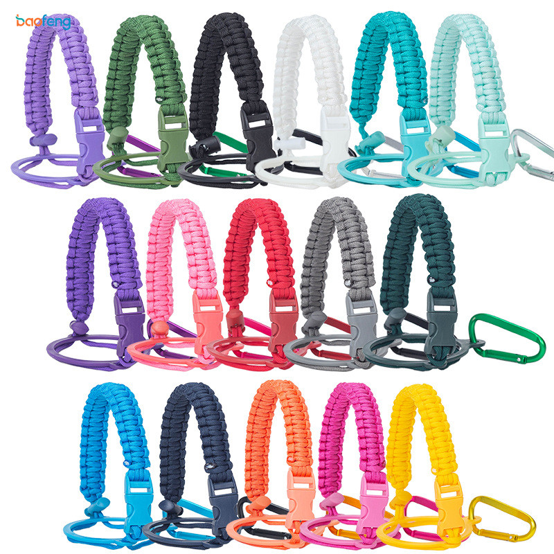 12-64oz Cup Paracord Handle Cup Holder เชือกแบบพกพาขวดน้ํา Handle พร้อมเชือกถ้วยสีสันสดใส