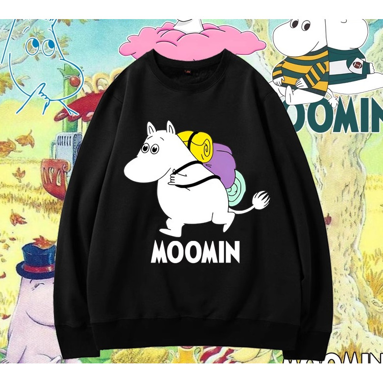 เสื้อคลุมรอบคอกันหนาว พิมพ์ลายมูมิน ทำจากผ้าฝ้าย 100%