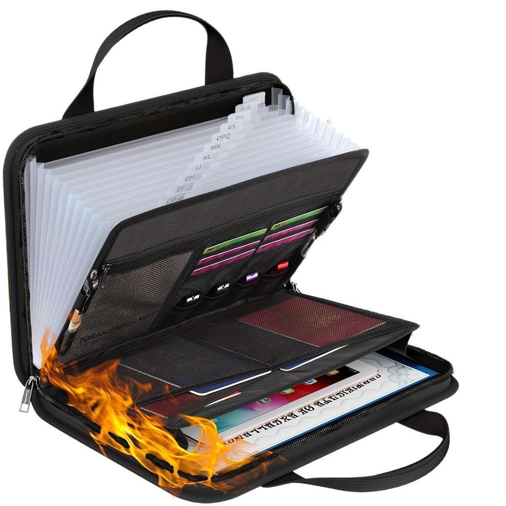 Rushclick File Folder Organ Bag File Bag 13 Pockets File Bag มีซิปและป้ายการ์ด Q9z1