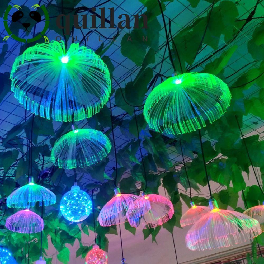 Quillan โคมไฟแมงกะพรุน ไฟเบอร์ออปติก ทรงสี่เหลี่ยม สีสันสดใส สําหรับตกแต่งบ้าน ปาร์ตี้วันเกิด กลางแจ้ง
