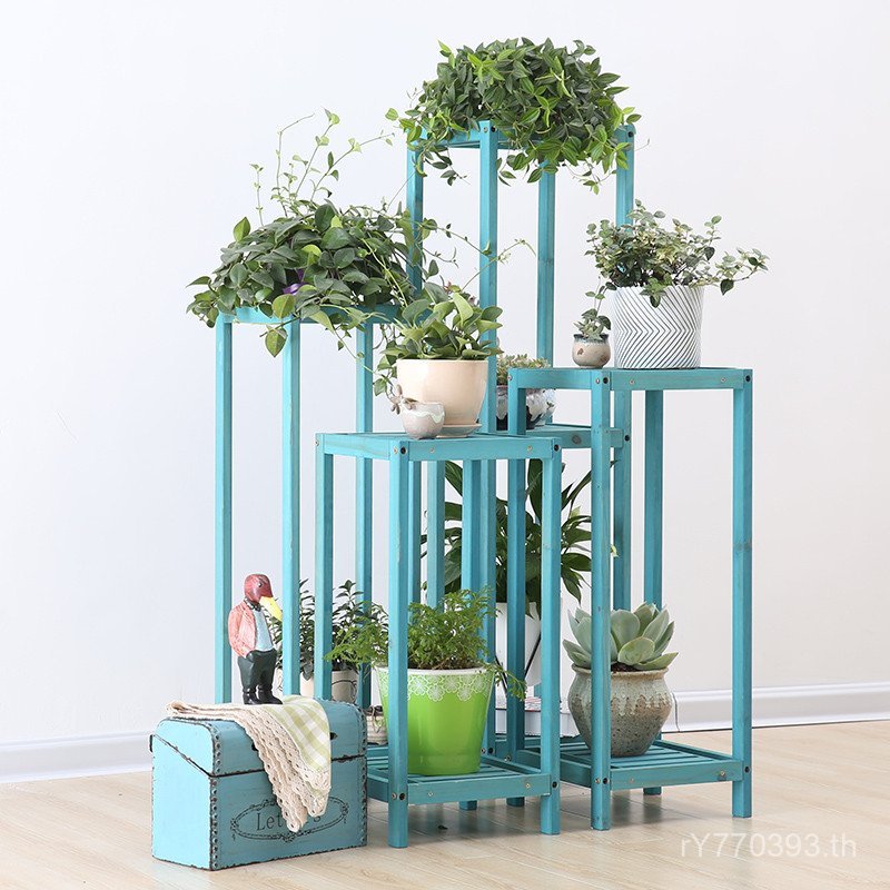 สีเขียว Dill พืช Log ง่ายมุมชั้นวางดอกไม้ Orchid ในร่ม Multi-Layer ระเบียง Distressed 6R ชุดชั้นวางห