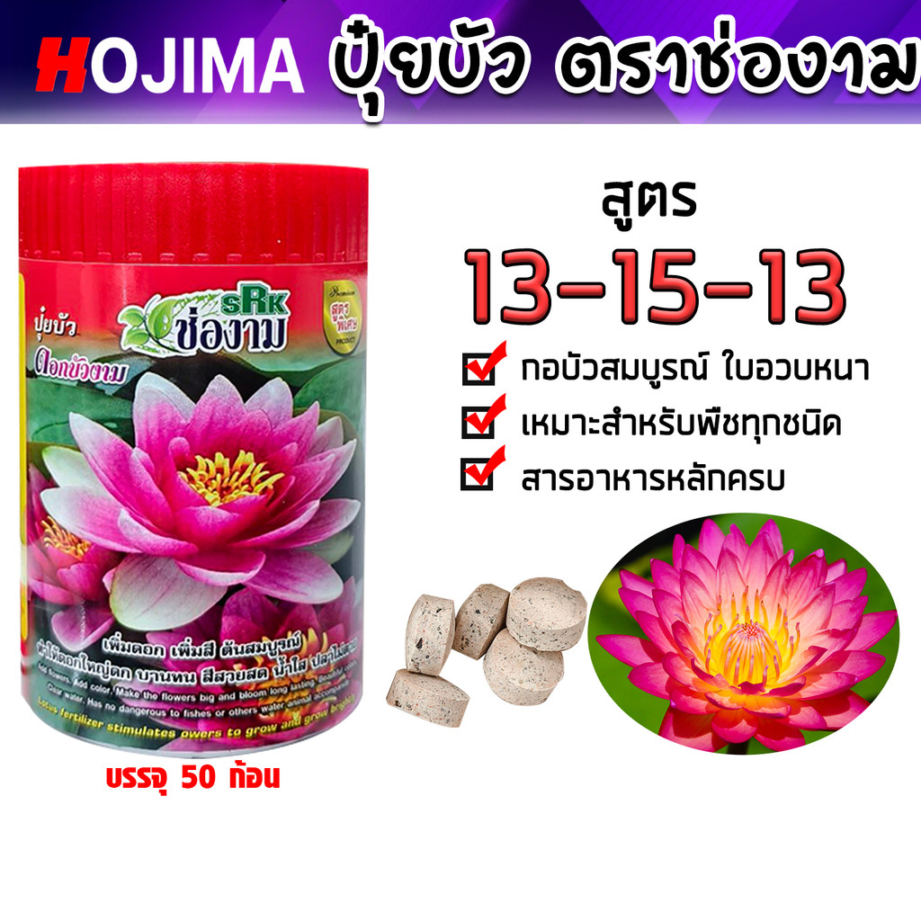 ปุ๋ยบัวสูตรเร่งดอก 13-15-13 เร่งดอกใหญ่ สีสดจัด ฟื้นฟูต้น บำรุงราก แตกหน่อไว เหมาะกับบัวทุกชนิด
