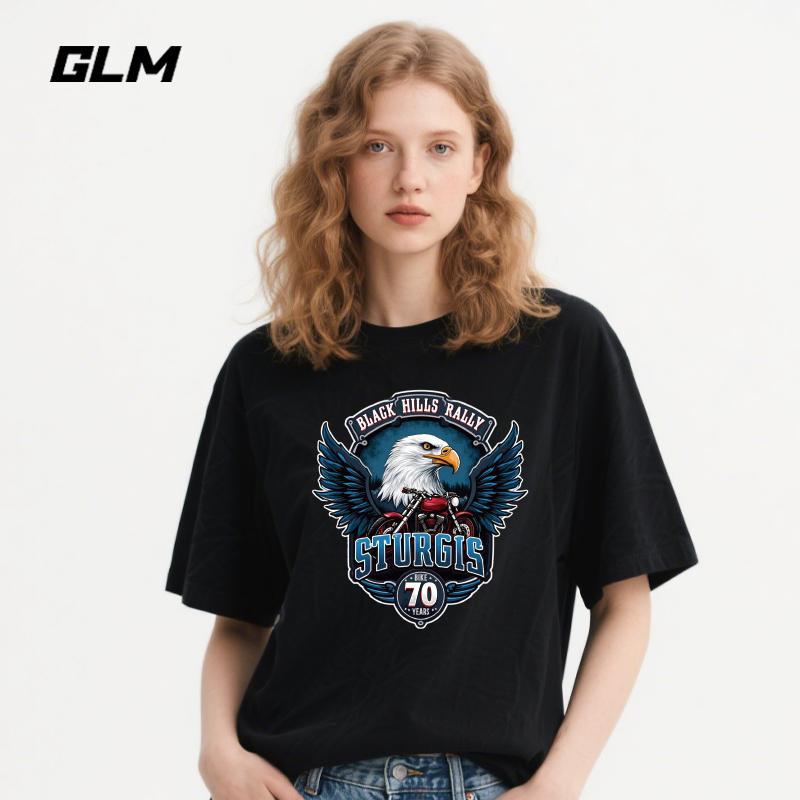 เสื้อยืดพิมพ์ลายผ้าฝ้าย GLM | ไซส์ Unisex M-3XL | เครื่องหมายนกอินทรี งานเอสเซนเชียล | สะดวกสบายและระบายอากาศได้ YHX-375-F3 - รูปที่ 2