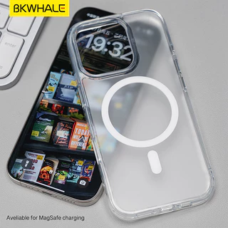 BKWHALE เคสแม่เหล็กใสด้านสําหรับ iPhone 17 16 15 14 13 Pro Max iPhone17 Air iP16 Plus เคสแข็งฝาหลังใส