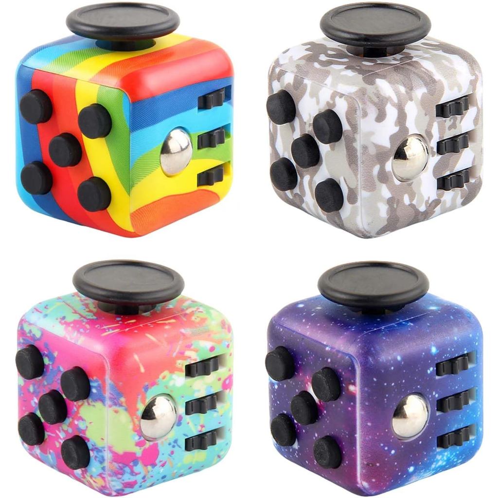Fidget Cube สําหรับผู้ใหญ่, 4-Pack Cube Fidget ความวิตกกังวลบรรเทา, Silent & Audible Fidget Cube สํา