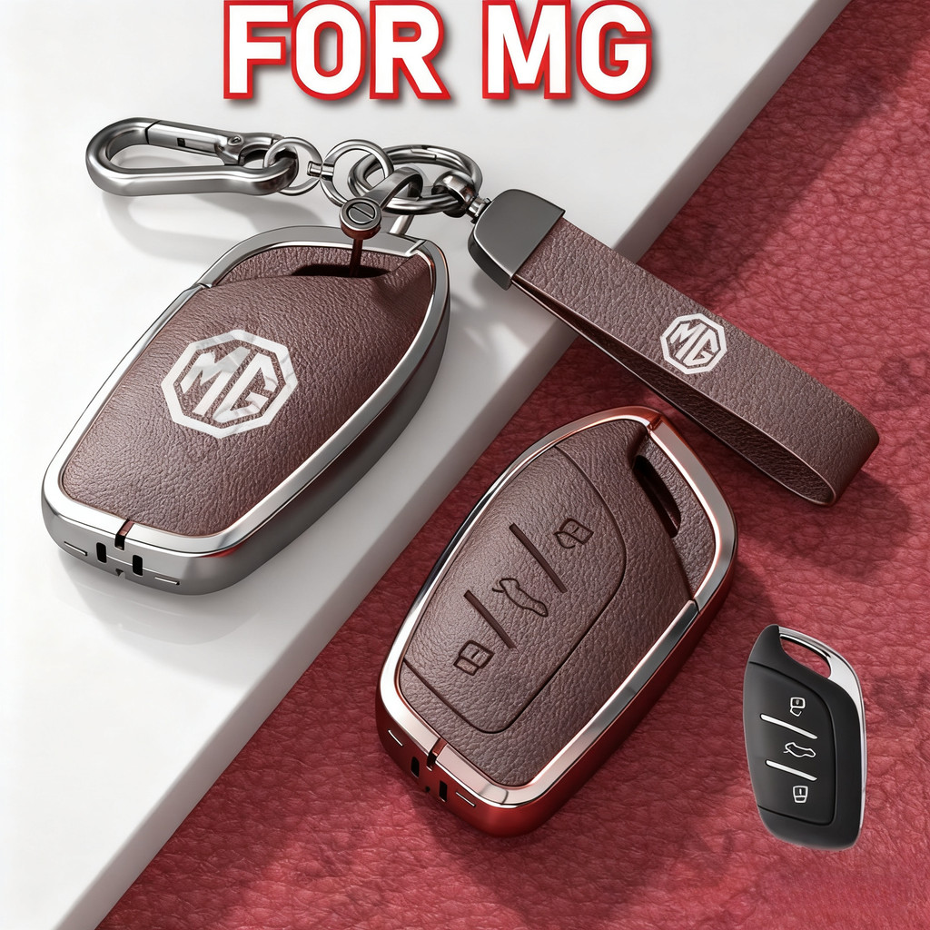 Zine โลหะผสมหนังฝาครอบกุญแจรีโมทรถยนต์ Fob for MG4 2023 Mg4 Evhs Gt Zx Zs Ev Mg5 Mg6 3