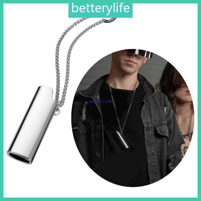 BTF ไฟแช็กแบบคล้องคอ สไตล์จี้ เครื่องประดับสร้อยคอสแตนเลส