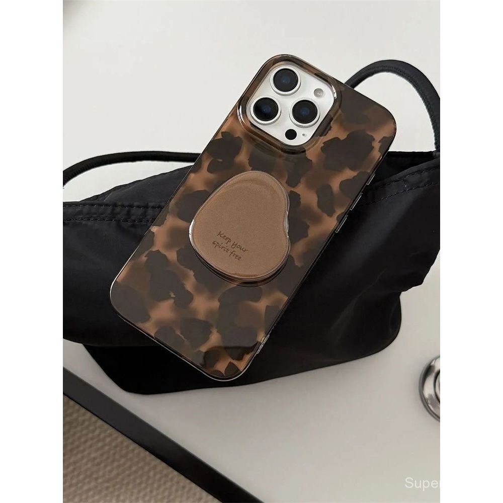 เคสโทรศัพท์ เหมาะสําหรับ iPhone 7 8 X XS XR XSMAX 11 12 13 14 15 16 17 Pro max Plus Air Amber Leopard Print with Bracket Shock-Resistant เคสป้องกันรวมทุกอย่างกรณี ZYNN