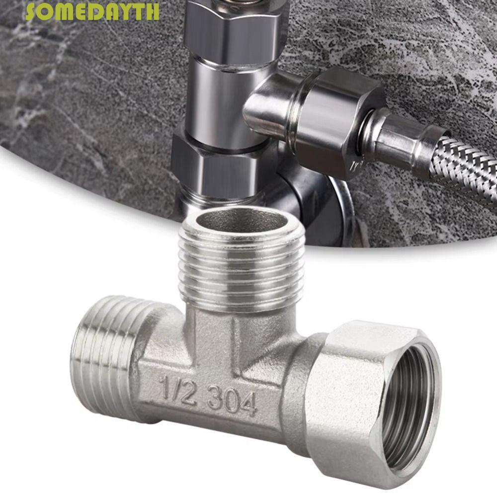 SOMEDAY 3 Ways Valve, Water Splitter Shower Faucet T Adapter, Fitting Stainless Steel Converter Spra