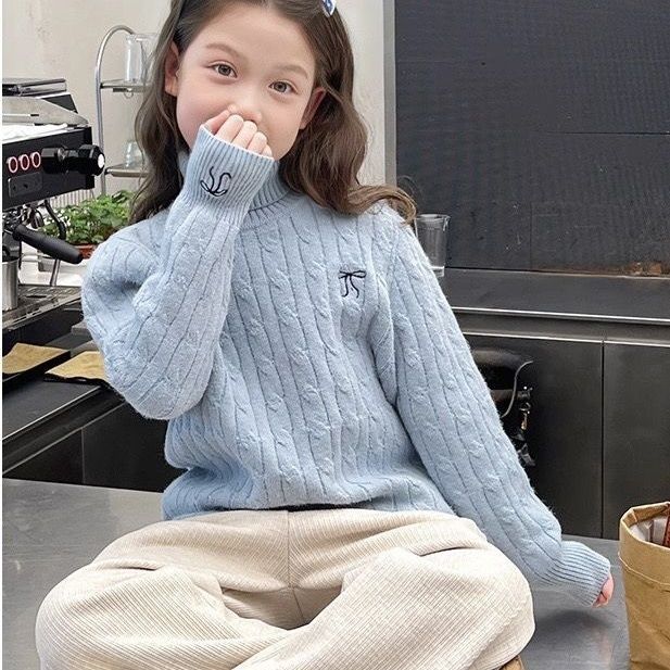 ฤดูหนาวใหม่ - สาวคอสูงเสื้อกันหนาวเด็กสบาย ๆ หนานิ้วเสื้อกันหนาว - รูปที่ 3