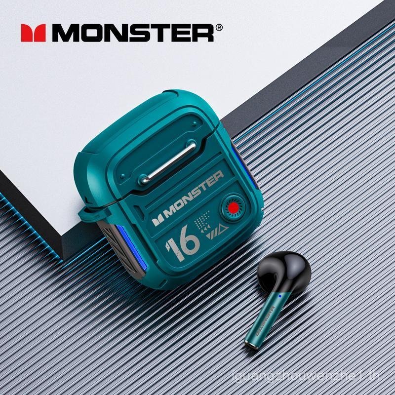 Monster XKT16 หูฟังบลูทูธ 5.3 การออกแบบเชิงกลหูฟังไร้สายชุดหูฟังเกมเมอร์ TWS ลดเสียงรบกวนหูฟังกีฬาให