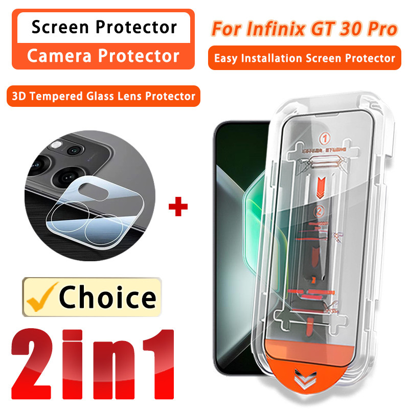 2 IN 1ฟิล์ม Infinix GT 30 Pro HD ฟิล์มกระจกนิรภัยสําหรับ Infinix GT 30 20 10 Pro ฟิล์มเลนส์กระจก 3D 