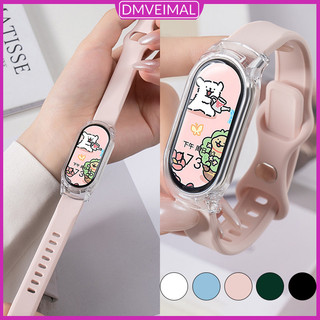 สายซิลิโคน + เคสใส PC for Xiaomi Mi Band 10 9 ยางสปอร์ตนุ่มพร้อมฟิล์มป้องกันหน้าจอกันชนอุปกรณ์เสริม
