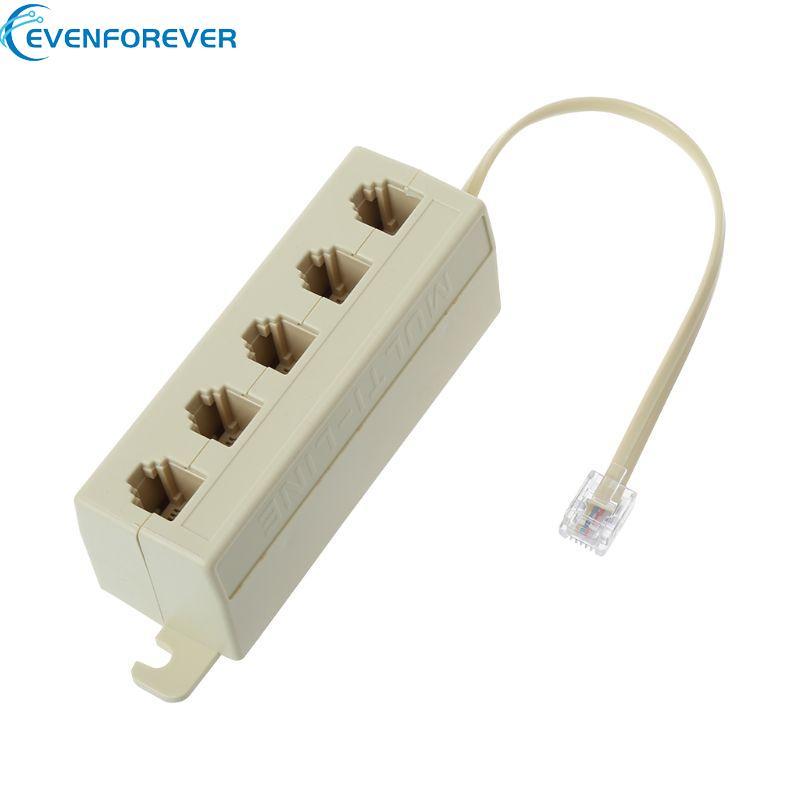 EV Rj11 โทรศัพท์ชาย 5 ทางอะแดปเตอร์หญิง 6p4c Jumper Lan Splitter