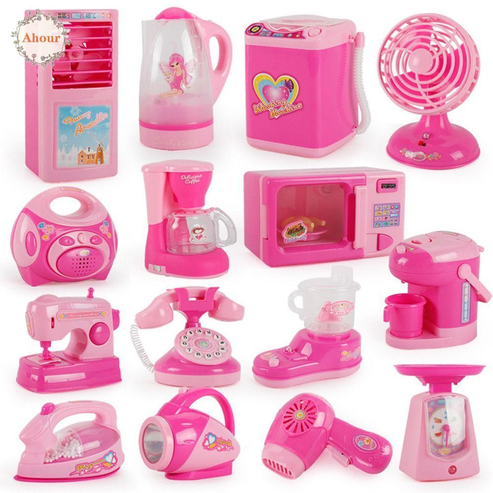 AHOUR ของเล่นเครื่องใช้ในครัวเรือน กาแฟทําอาหาร|แกล้งเล่นชุด ซักผ้า|พร้อมแสงเครื่องปิ้งขนมปังเครื่องปั่นเครื่องดูดฝุ่นของเล่นในครัวสําหรับเด็ก
