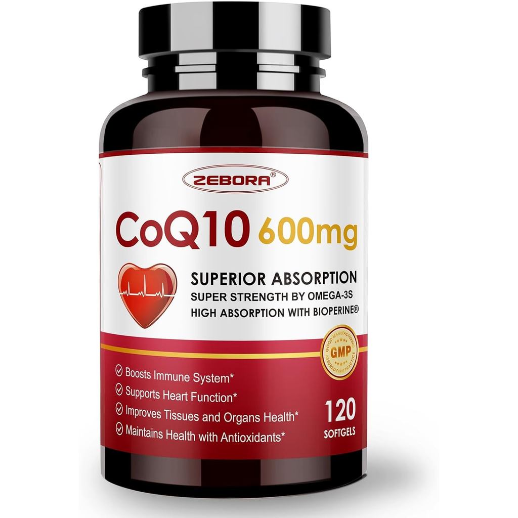 CoQ10-600mg-Softgels - Extra Strength Coenzyme Q10 พร้อม PQQ, Omega-3 & BioPerine