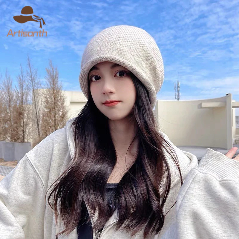 หมวกบีนนี่ไหมพรมแฟชั่น สีพื้น สไตล์เกาหลี thumbnail 3