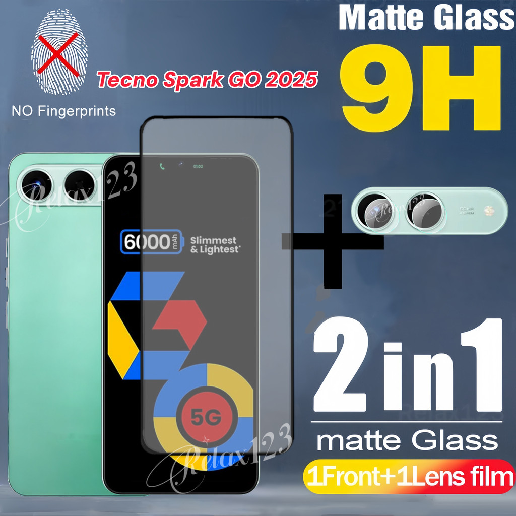 สําหรับ Tecno Spark GO 5G 2025 2in1 Matte Frosted Glass และเลนส์ฟิล์ม Tecno Spark GO2025 tecno Spark