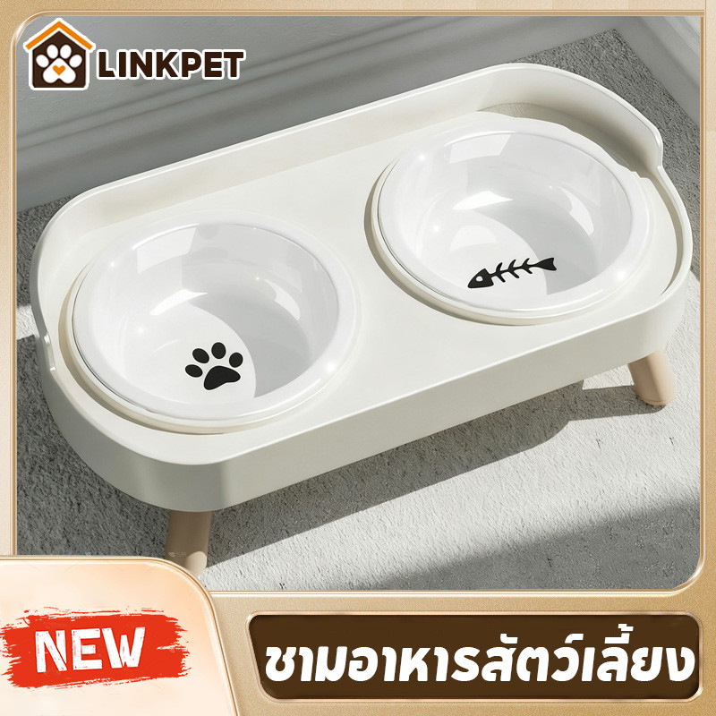 ชามอาหารสัตว์เลี้ยง ชามอาหารแมว ชามให้อาหารสุนัข แผ่นกันลื่นที่ฐาน ไม่พลิกง่าย ทรงยกสูง ป้องกันคอ