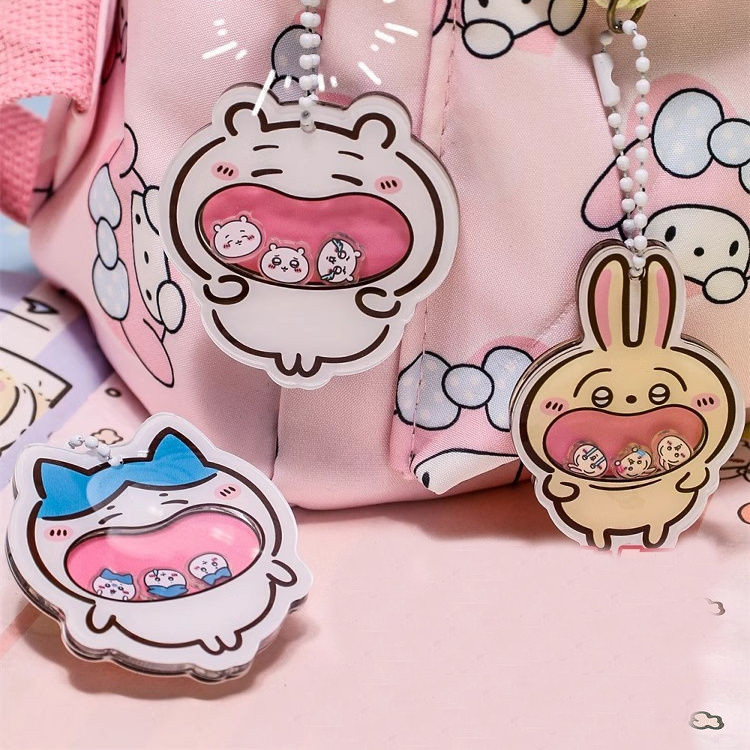 Chikawa KeyChain อะคริลิคอะนิเมะอุปกรณ์ต่อพ่วง Usagi Hachiware อะคริลิค KeyChain Rocker เขย่าน่ารักก