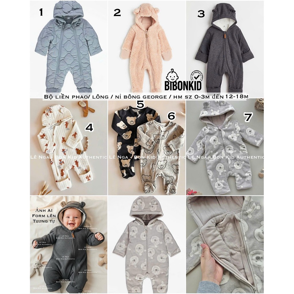 [Bibonkid] Body FORM TO GEORGE ชุดบอดี้สูทขน/ฟอยล์แรกเกิด HM 0-3m TO 12-18m READ NOTES CAREFULLY