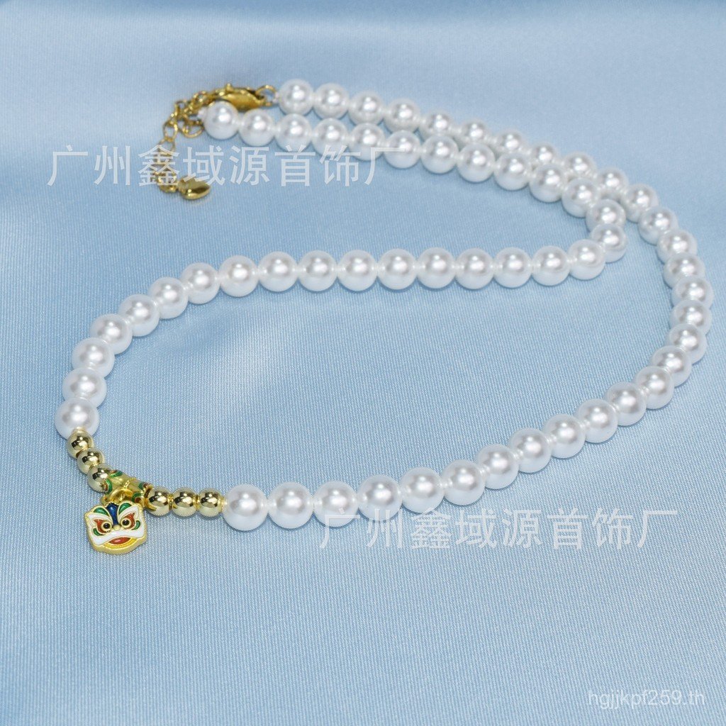 สร้อยคอเคลือบ Mother-Oyster Lion-Awakening การออกแบบแฟชั่น Sense Pearl สร้อยคอจี้ขายส่งโรงงาน Minima